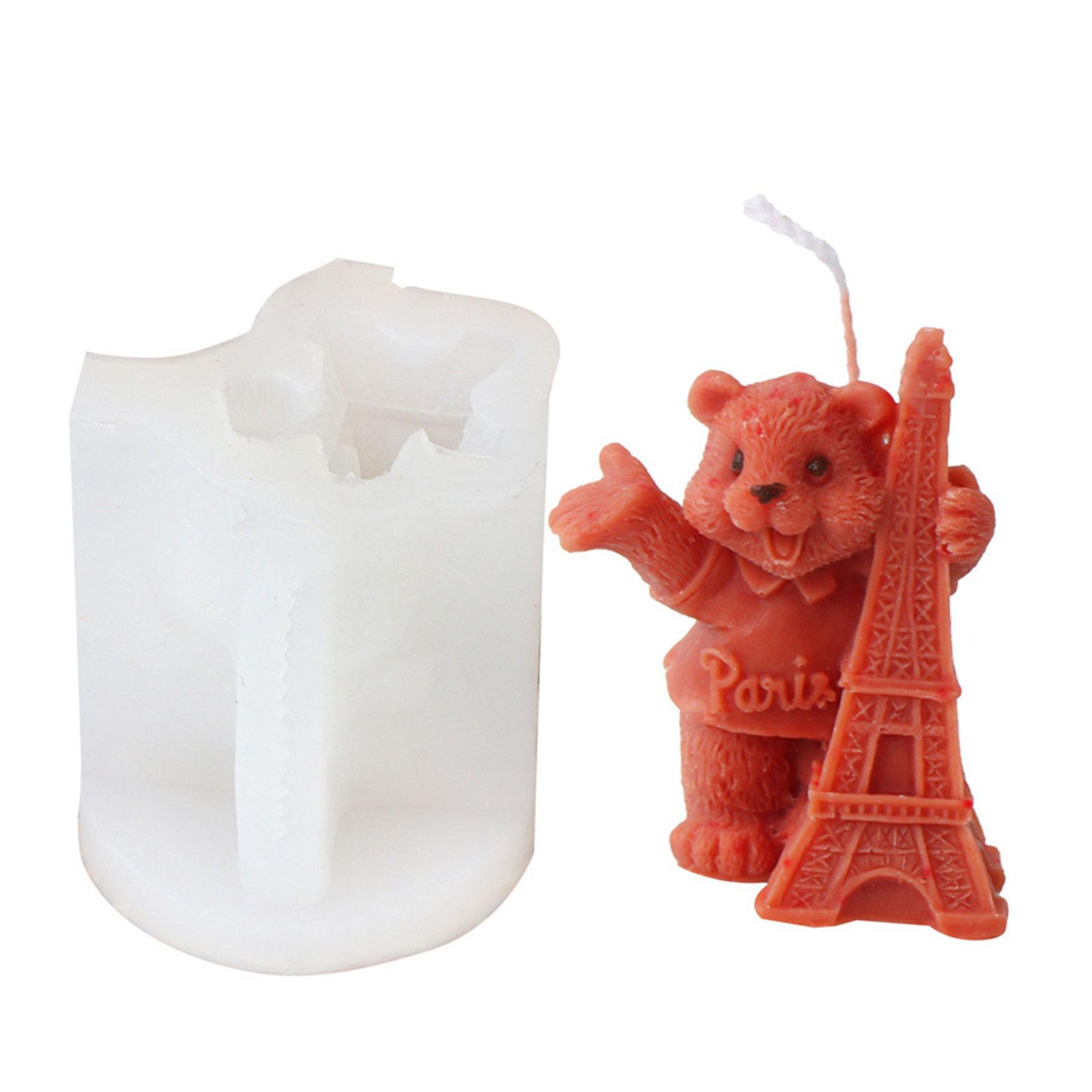 

3D Форма из силикона в виде медведя для креативного изготовления свечей, гибкая и легко моющаяся, украшение для рукоделия и декораций T1