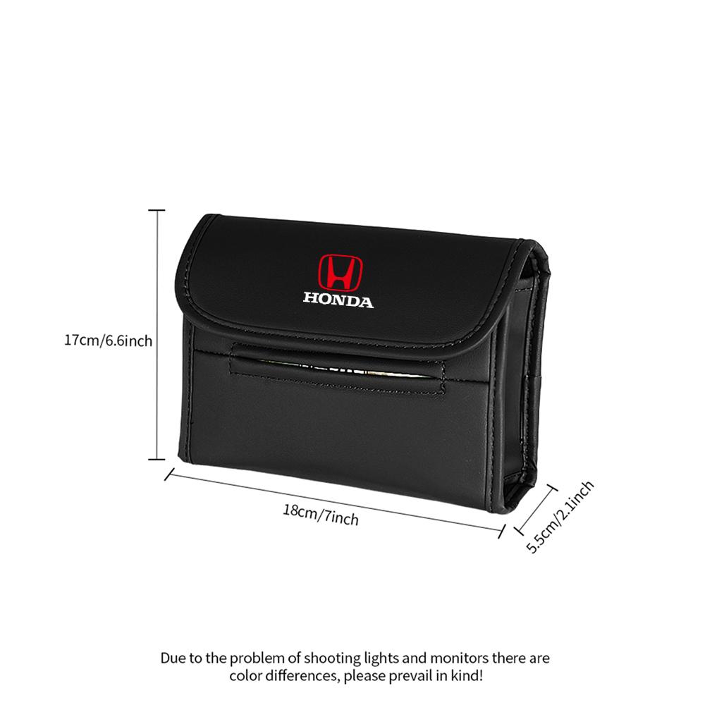 PU Car Tissue Box Sun Visor Seat Back Hanging Mount Car Badge Storage For Honda Fit Civic Jazz Accord CR-Z VTEC Vezel Insight Ajv256