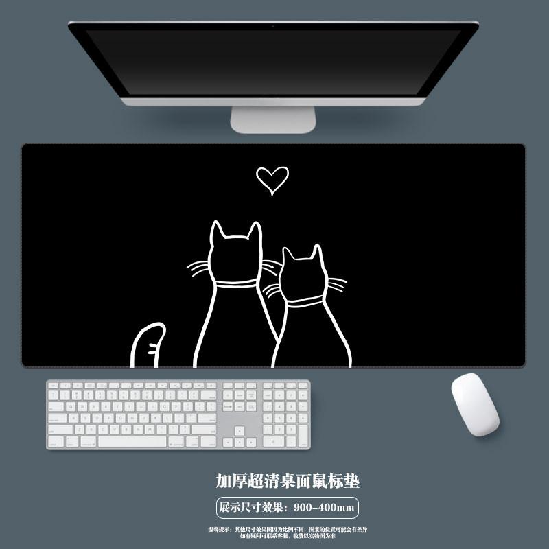 Cat Mouse Pad Large Cute Cartoon Laptop Office Keyboard Pads Customized Nonslip Kawaii Black Cartoon Cats Desk Mat