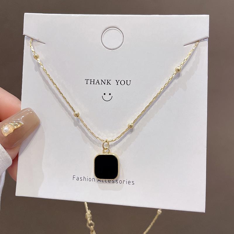 Fashionable Versatile And Black Geometric Necklace Ins Style Alloy Collar Chain Women For