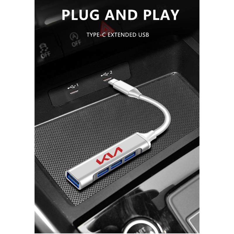 1pcs Type-C Turn USB Adapter Multi Port Distributor Hub For KIA Sportage Rio 3 4 Ceed JD Picanto Soul Stonic Niro K5