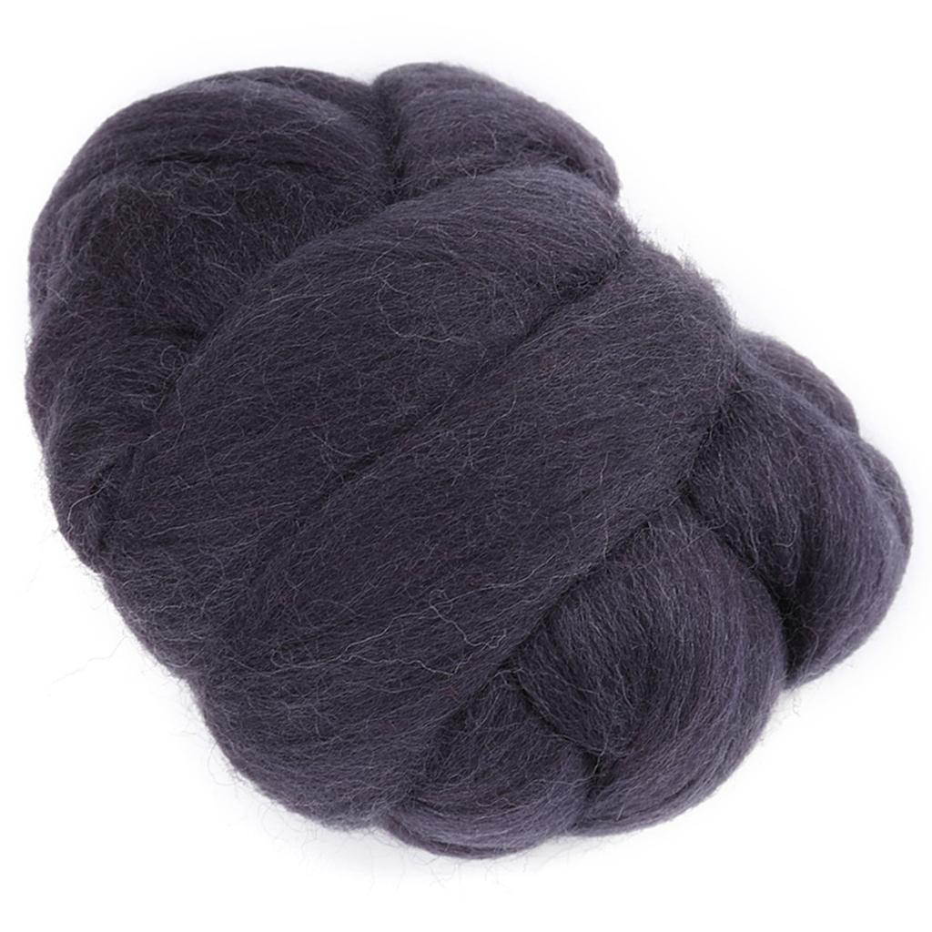 55g Colored Needle Felting Wool Roving Spinning Sewing Trimming Handiwork Material (Dark Gray)