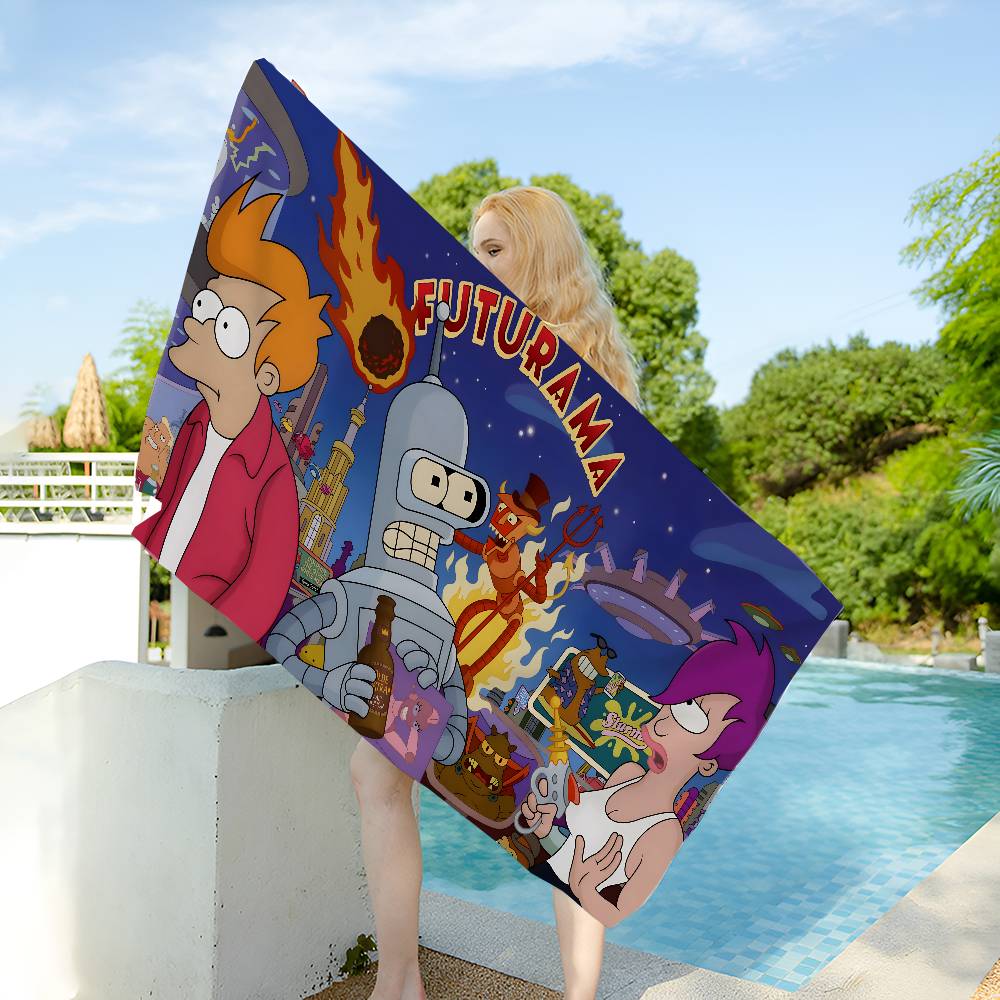 Popular American Animation F-Futurama Game Bath Towel Microfiber Soft Water Absorbing Breathable For Girl Kids Decorative