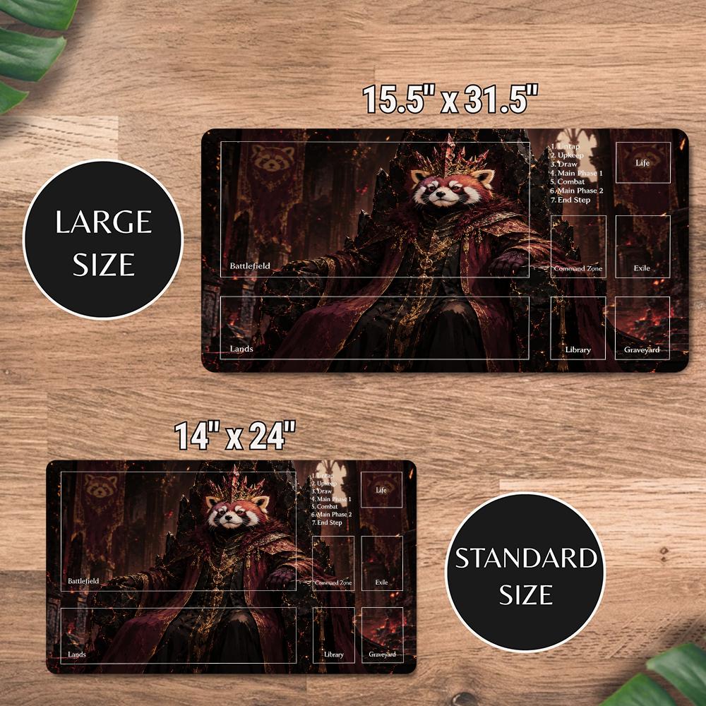 Red Panda Chieftain MTG Playmat Card Game Mat with Command Zone TCG Table Mat Anti Slip Rubber Desk Pad Magic The Gathering Game