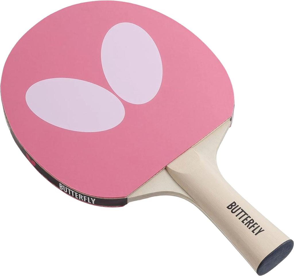 Butterfly Table Tennis Racket with Butterfly Logo Includes 2 77360 Rubber, Beginner/Recreational Use, Racket, Balls, Pink,