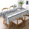 Modern Black & White Geometric Tablecloth,Abstract Lace & Leaf Print with Scalloped Edge, Stain Resistant for Dining Room & Chic