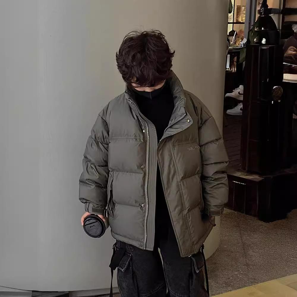 

Мальчики Утепленная Хлопковая Куртка Зимнее Теплое Пальто Детские Утепленные Пуховики Подростковая Снежная Одежда Повседневный Принт Буквы Молния Верх 160 серый