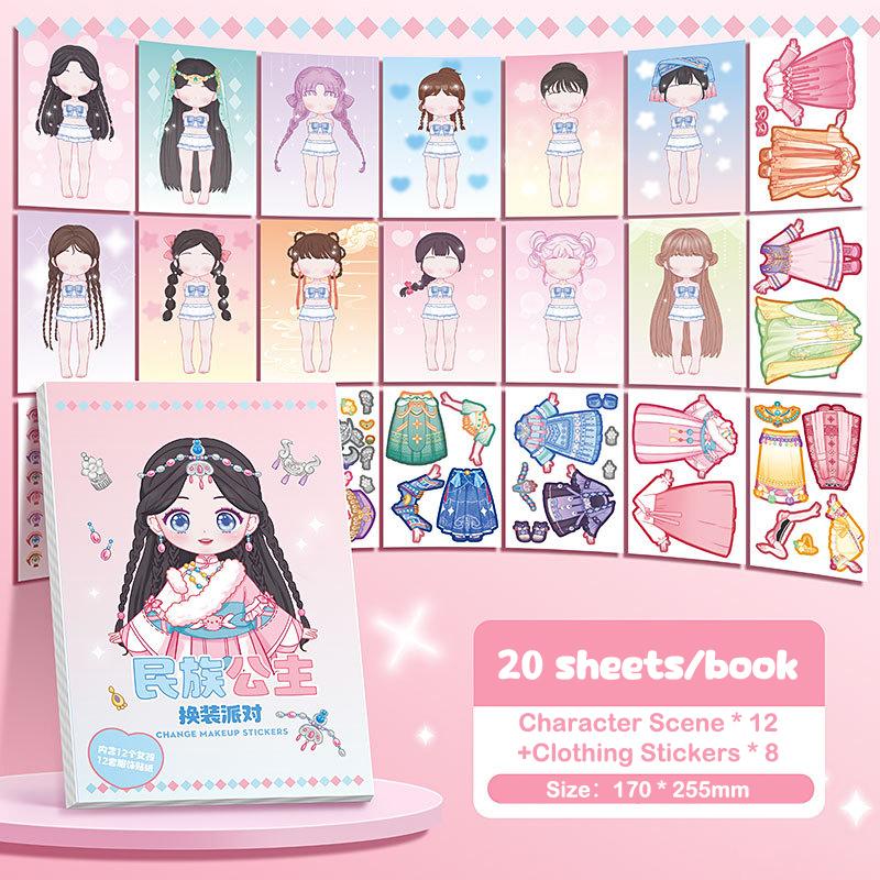 Princess Dress Up Sticker Book Diy Girly Wardrobe Sticker Sheets For Girls Party Favor Gifts Handbooks Waterproof Stickers