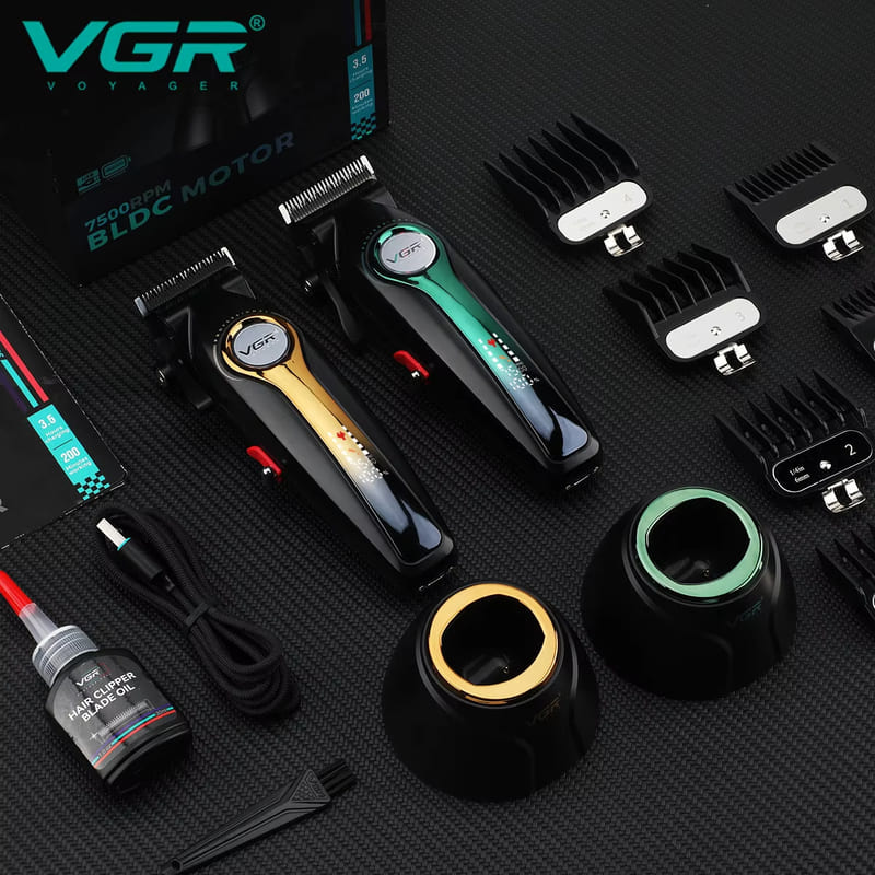 Original VGR V-010 Professioneller Haarschneider Haarschneidemaschine Kabellos Wiederaufladbarer Haartrimmer für Männer mit LED Digitalanzeige Heimrasierer Rasierer