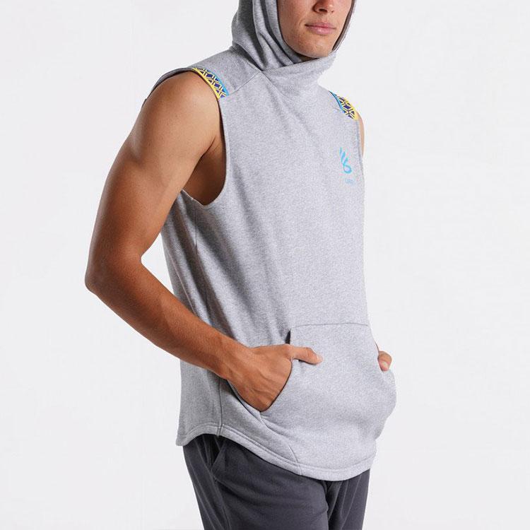 Under Armour Curry Series Fleece Casual Training Sports Running Sleeveless Hoodie Men tops Gray 1366637-011