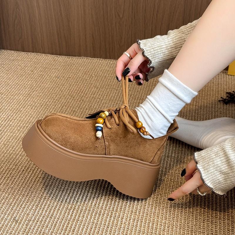 

Модная шнуровка, платформа трайфл, одинарная обувь, женская 2025, новый британский стиль, лоферы на небольшой платформе 40