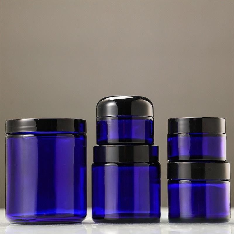 20/30/50/60/100/250g Blaue Glas-Kosmetikdose, Versiegelter Feuchtigkeitscreme-Tiegel, Nachfüllbarer Behälter für Gesichts- und Augencreme