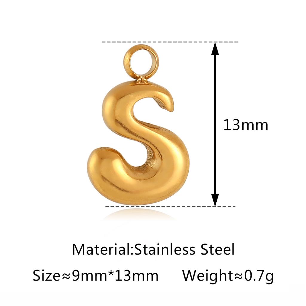 3Pcs Bubble Letter Charms Fadeless Gold Color PVD Plated Balloon Alphabet A-Z Pedant DIY Initial Necklaces Women Jewelry Making