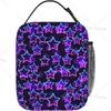 Lila und Blaue Schwebende Neonsterne Tragbare Lunchtasche Isolierte Lunchbox Wiederverwendbare Tragetaschen für Frauen Männer Arbeit Picknick Camping