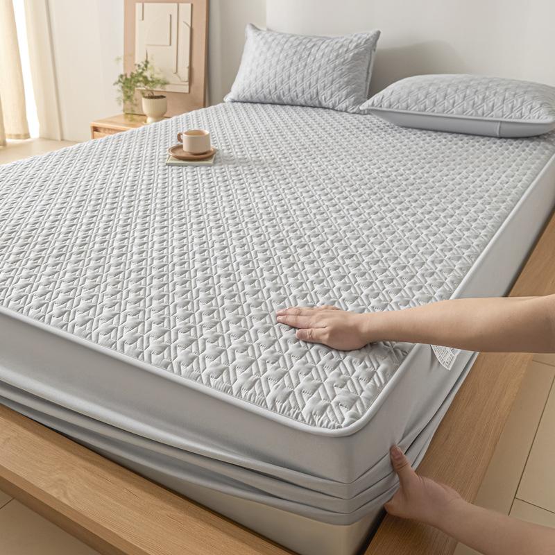 

Class A Polished Washed Cotton Padded Mattress Single Piece Solid Color Bedspread Simmons Mattress Cover Dust And Non-Slip Protective Cover 90 * 190cm single bed hat