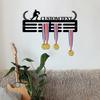 Metal Wall Art Hockey Stick Display Holder, Medal Hanger with 12 Rungs for Ribbons Awards, Sports Memorabilia Showcase for Bedroom Game Room