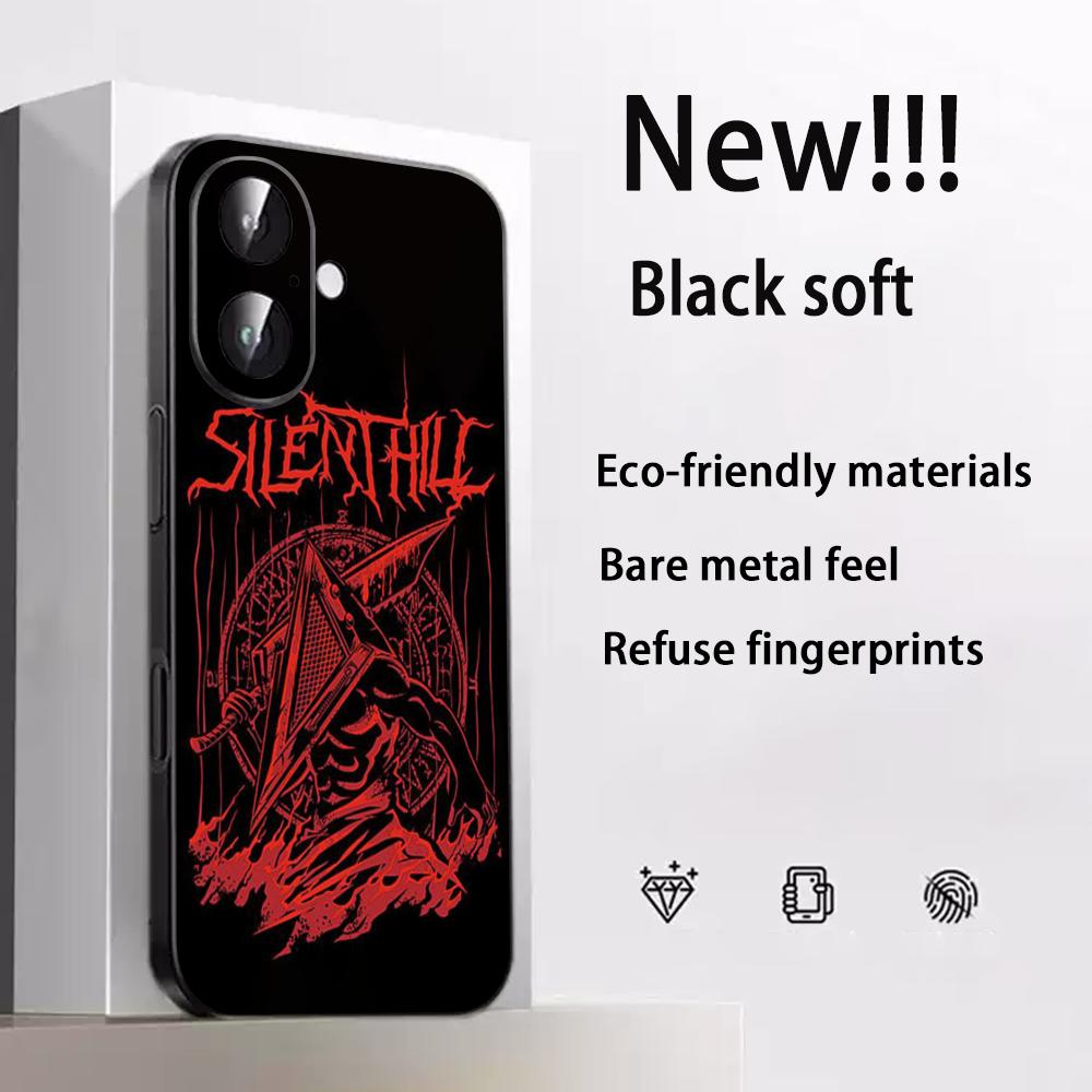 Classic thriller Pyramid Head Silent Hill Phone Case For iPhone 17 16e 15 14 13 12 Plus Mini Pro Max Soft black Shockproof Cover