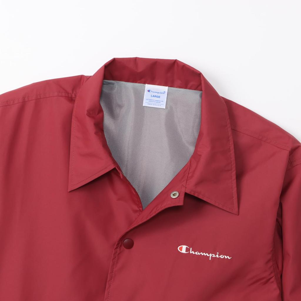 Champion Long Sleeve Coach Jacket with Embroidered Script Water-Repellent Logo, Basic, C3-A615-109-S