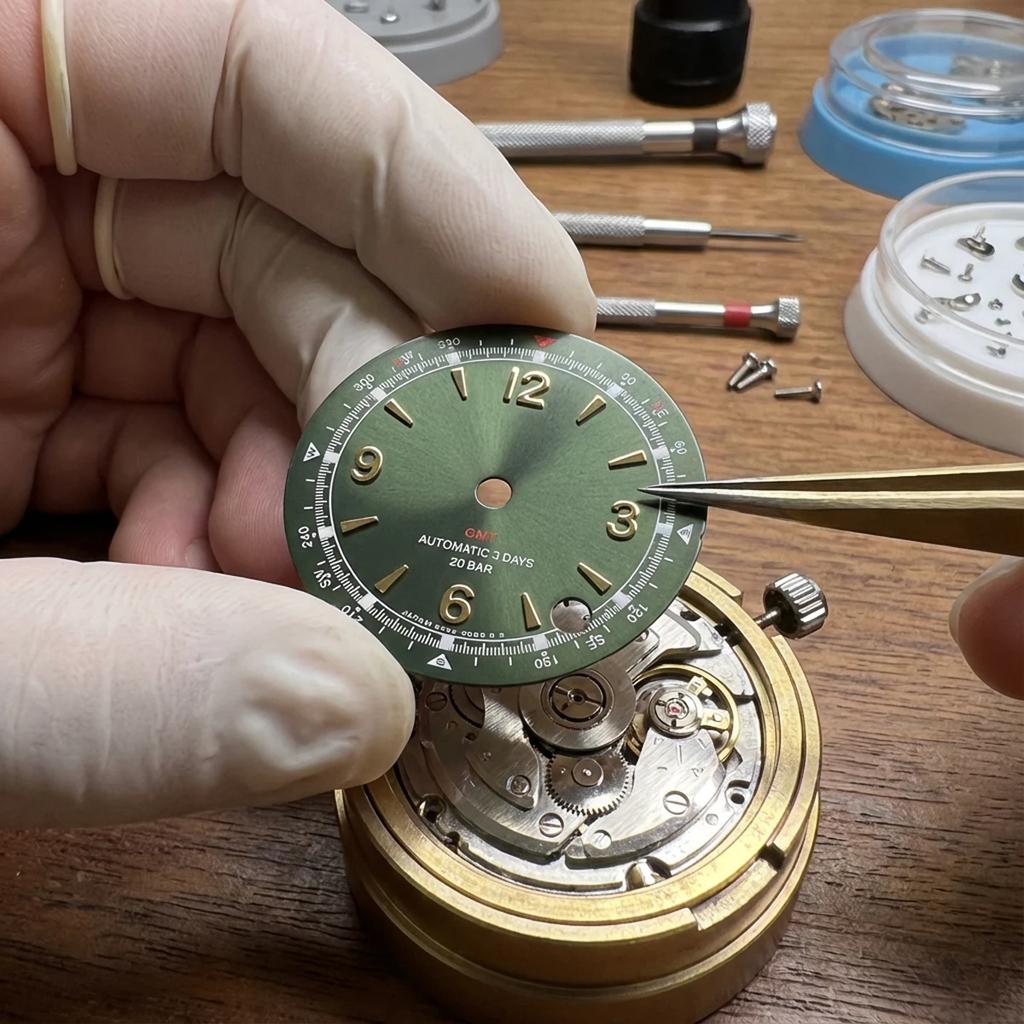 28.5mm Green Lume Case Mod Parts Sterile Arabic Pilot Alpinist Dial For Seiko Prospex Land NH35/36/4R/6R/7S Automatic Movement