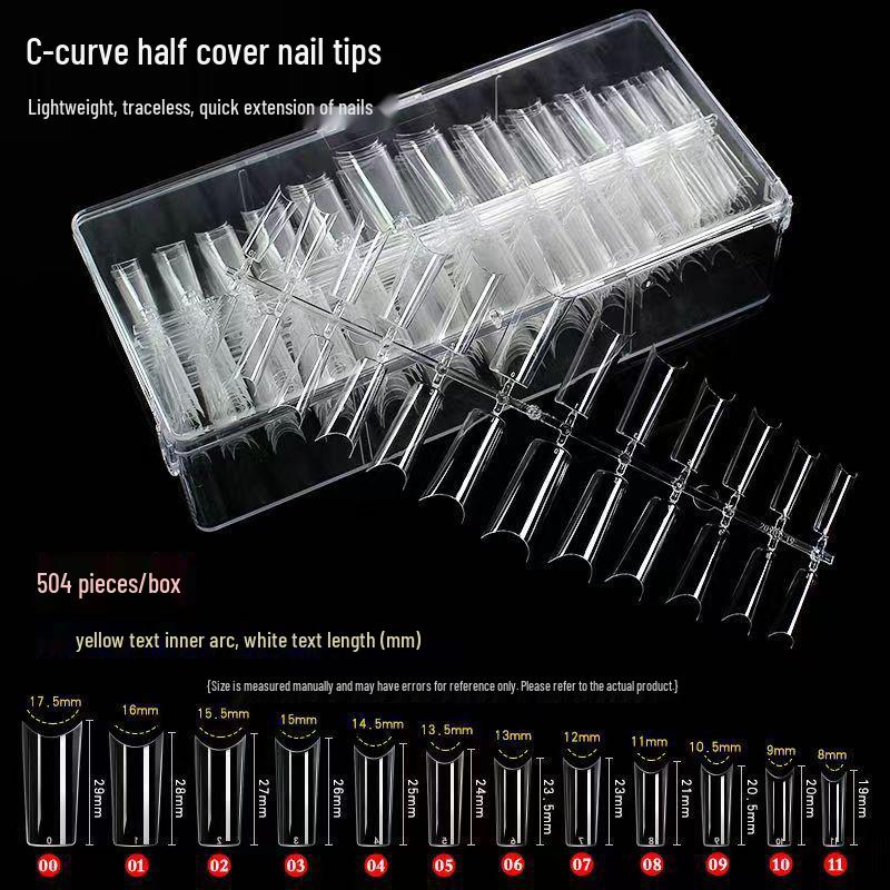 540 Ultra-Thin Transparent Half-Cover False Nail Tips - Seamless, No Carving Required