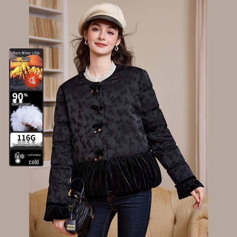 

Bailuyu Women s Velvet Patchwork Duck Down Jacket M