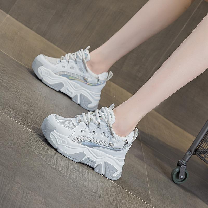 thick-soled heightening shoes women's summer new color matching casual sports shoes small mesh muffin women's shoes