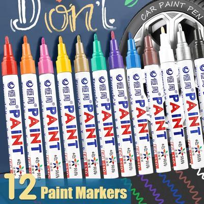 Multifunctionele Metallic Glans Verfmarkers Vezelpunt Waterdicht Sneldrogend Bandenindustrie Olieverf Reparatiestift Kleurmarker