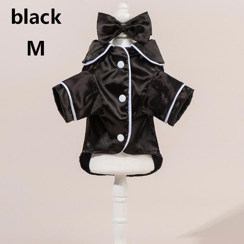 Satin Dog Pajama Set Cute Pet Sleepwear with Matching Bow Headband Soft Outfit for Tiny Puppy Kitten Indoor Wear