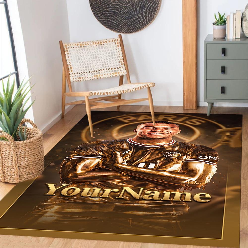 Mbappe 293 Customizable Name Floor Mat Design for Dormitory Living Rooms Foyer Hallway Antislip Carpet Office Home Decor Wedding Party Gift