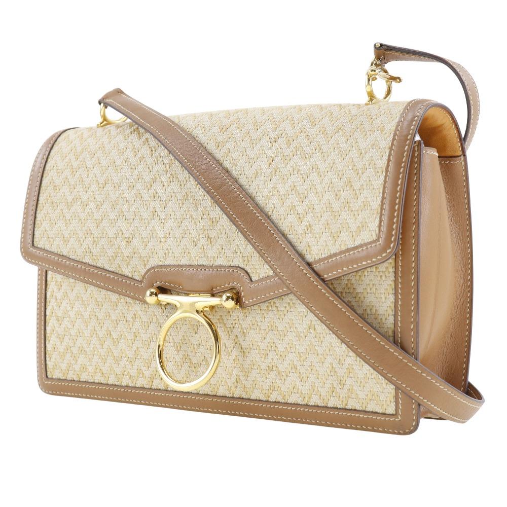 Hermes Vintage Shoulder Bag Canvas Women Used