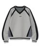 CGP Cgp Line Oversized Color Block V-Neck Knit_Melange Gray