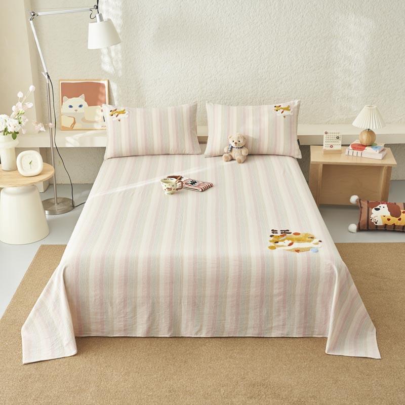 

1 PC 100%Cotton Bed Sheet for Double Bed Cartoon Striped Cotton Bed Cover Single/Queen/King Size Flat Bed Sheets Cotton 160x230cm 1pc