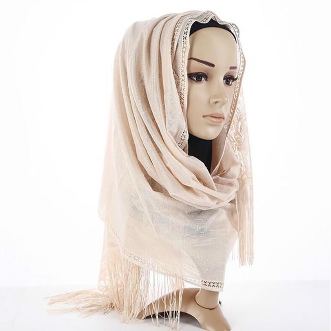 Fashion Accessories Lace Scarf Hollow out Tassels Scarf Veil Lace Shawls Scarf Women Muslim Hijab