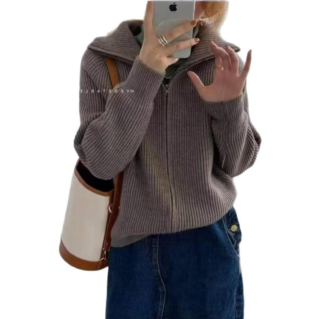 2025 Mångsidig Damkofta i Stickat: Höst/Vinter Petite Lös Passform Tröjkappa, Trendig och Stilfull