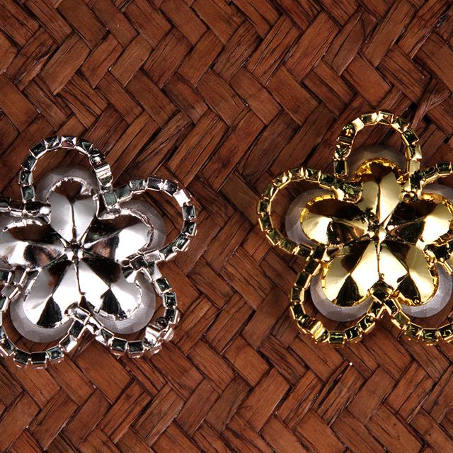 4 pcs Flower Crystal AB Rhinestones Shank Buttons Gold Silver Coat Button Sewing Crafts
