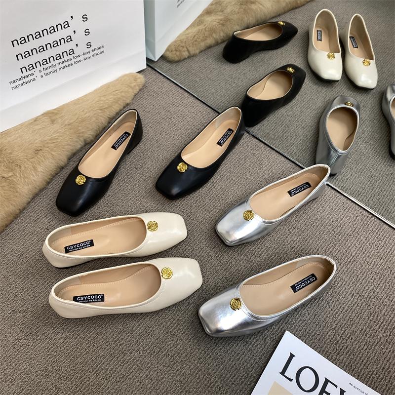 Fashion Flat Shoes for Women 2025 Spring and Autumn Square Toe Plus Size Women's Shoes  Loafers Women Ladies Zapatos De Mujer