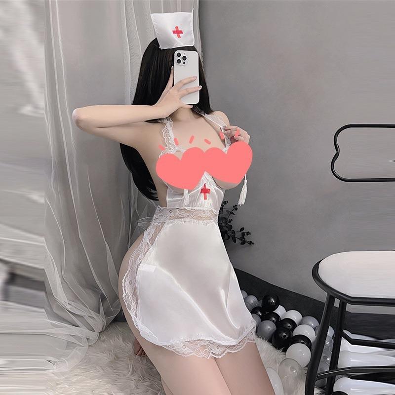 Sexy lingerie breast leakage nurse uniform large size chef girl cosplay backless nightclub free from pure desire