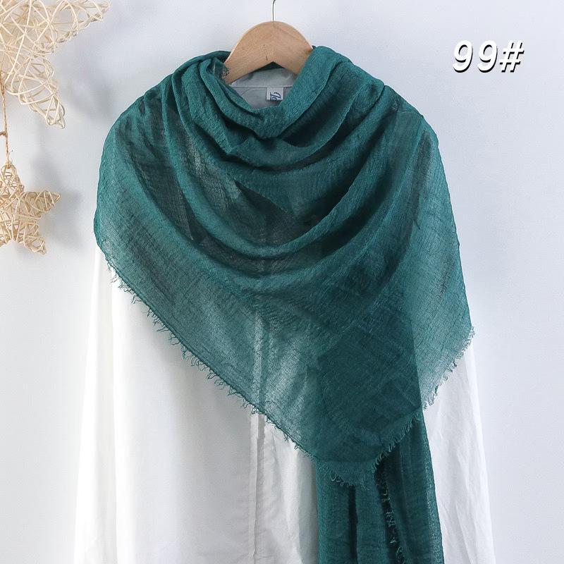 Sciarpa da donna in cotone lino seta - Per tutte le stagioni, colore unito, versatile foulard per testa e parasole