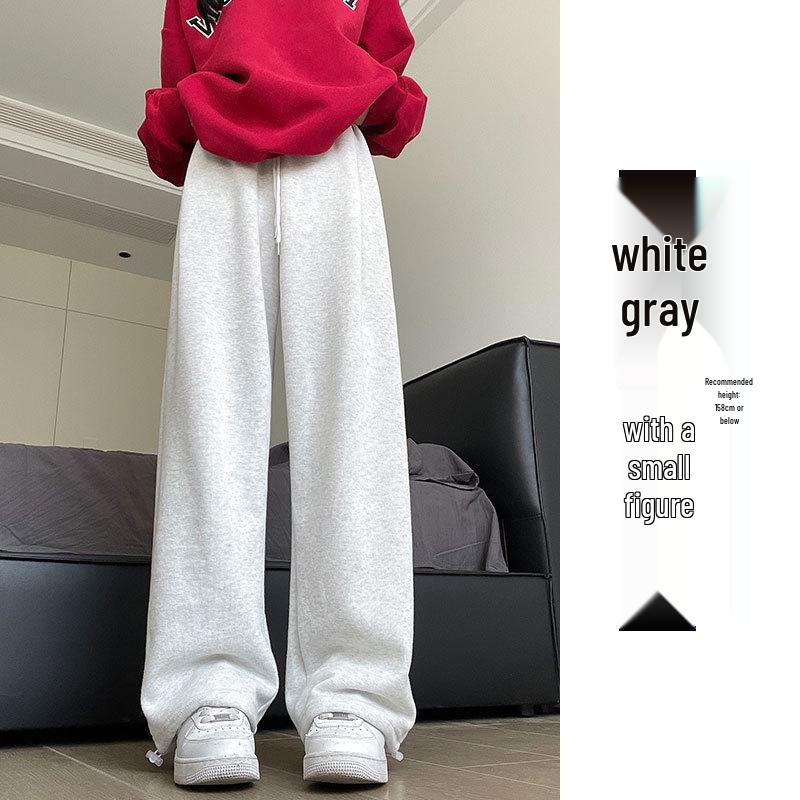 Women's 2024 Winter Fleece-Lined American Style Sweatpants - Slimming Loose Fit, Straight & Wide Leg Joggers