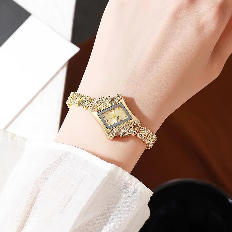 Fashion Women Watches Bracelet Watch Luxury Ladies Crystal Quartz Rhombus Bangle Rhinestone Wrist Watch Relogio Feminino