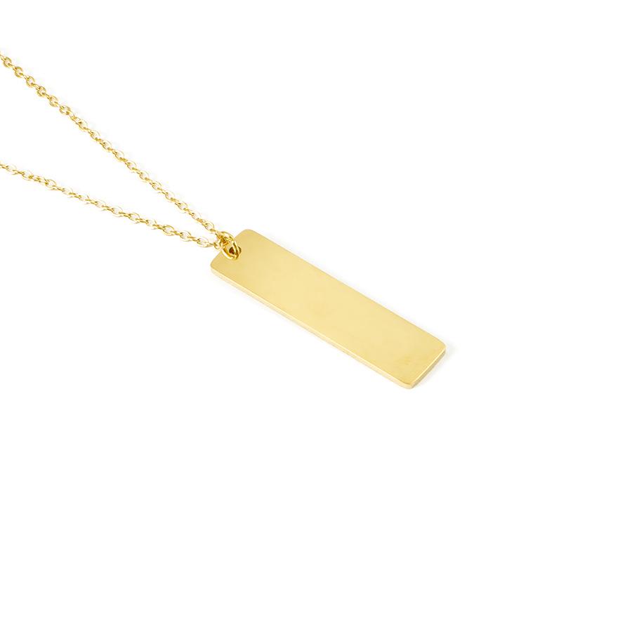 Laser Engraved Stainless Steel Bar Pendant Necklace - Versatile Clavicle Chain for Couples