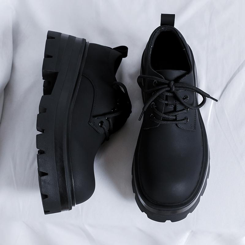 Spring Autumn 2024 British Style Leather Work Shoes for Men Business Casual Black Hombre High Quality Classic Height Increasing