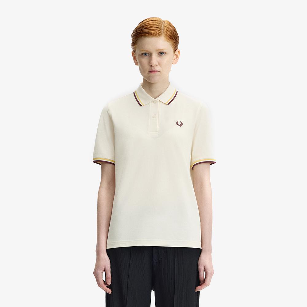 Fred Perry [G3600] Twin Tip Fred Perry Shirt - Ecru/Lemon Barley/Oxblood Afpf2613600-18B