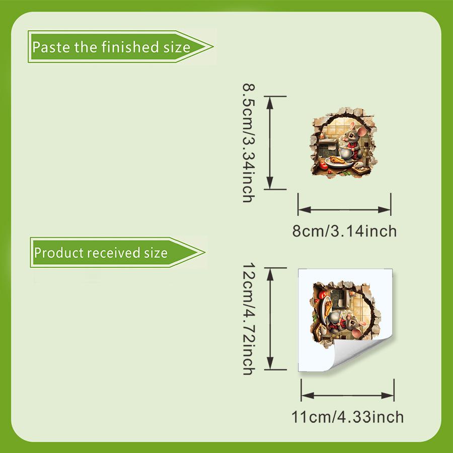 

Three-dimensional Wall-breaking Rat Kitchen Wall Stickers for Kitchen Wall Decoration 12*11 cm