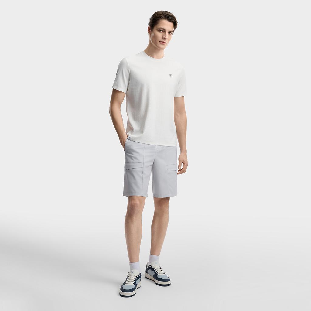 Fila White Fashion Classic Simple Casual Versatile Comfortable Breathable Short Sleeve T-Shirt Men Tops Cloud-White F11M623114FWT