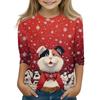 Christmas Children's 3/4 Sleeve Tops Casual  Printed Daily T Shirt Round Neck Pullover Blouse