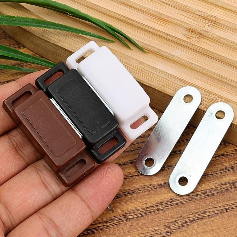 5-10set Magnetic Furniture Cabinet Locks Latch with Screws Door Cupboard Closer Hardware Plastic Strong Powerful Locking