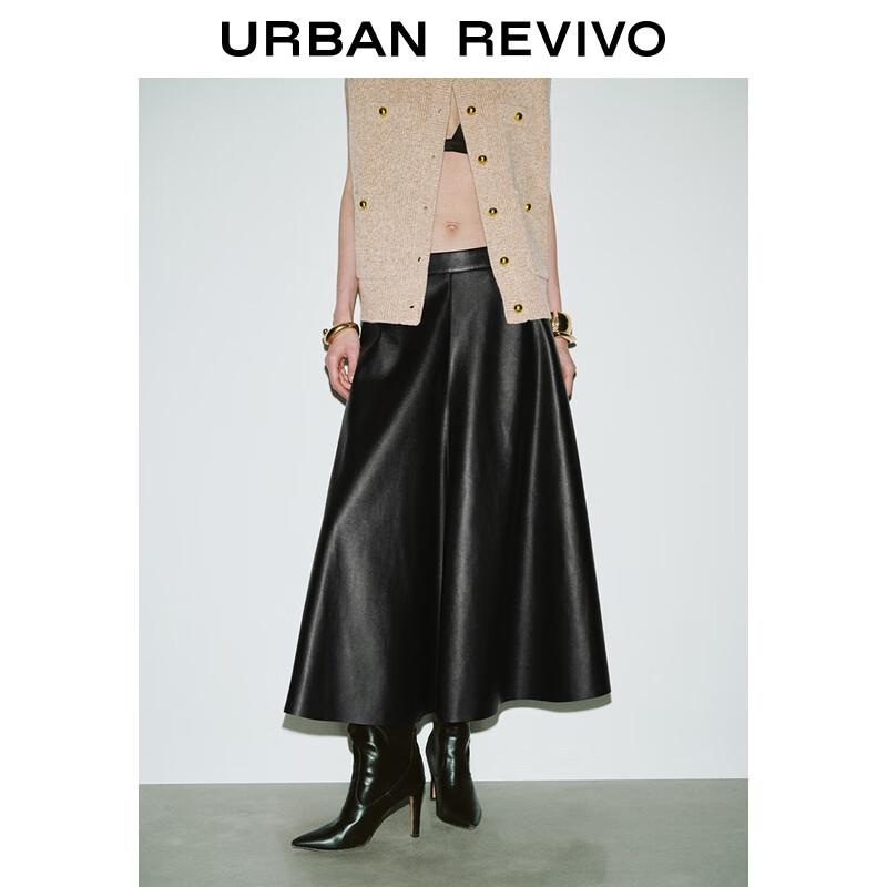 UR 2025 Herbst Damen Retro Chic PU A-Linien-Rock