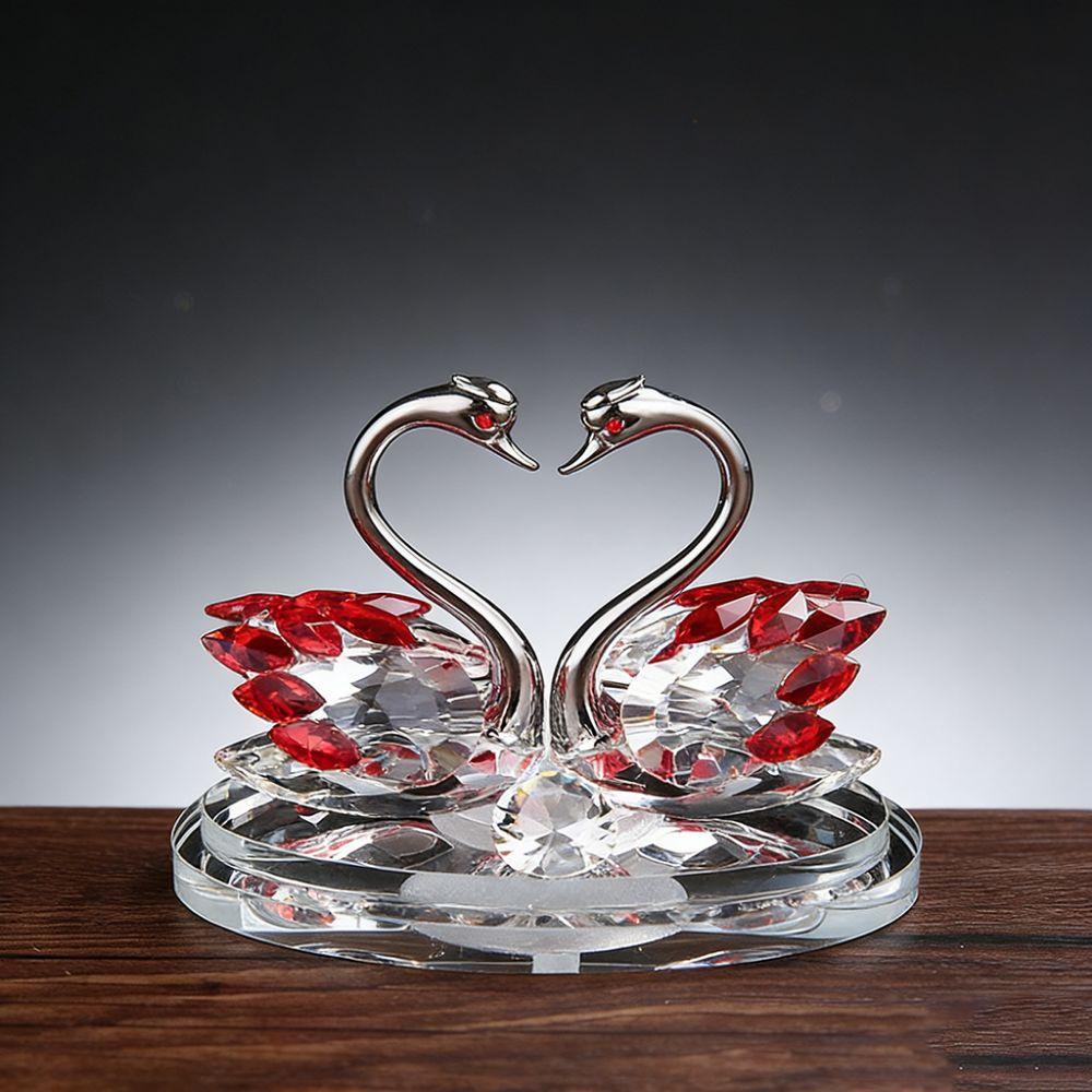 Light Luxury Crystal Swan Ornaments -encrusted Glass Swans Swan Figurines Indoor Foyer