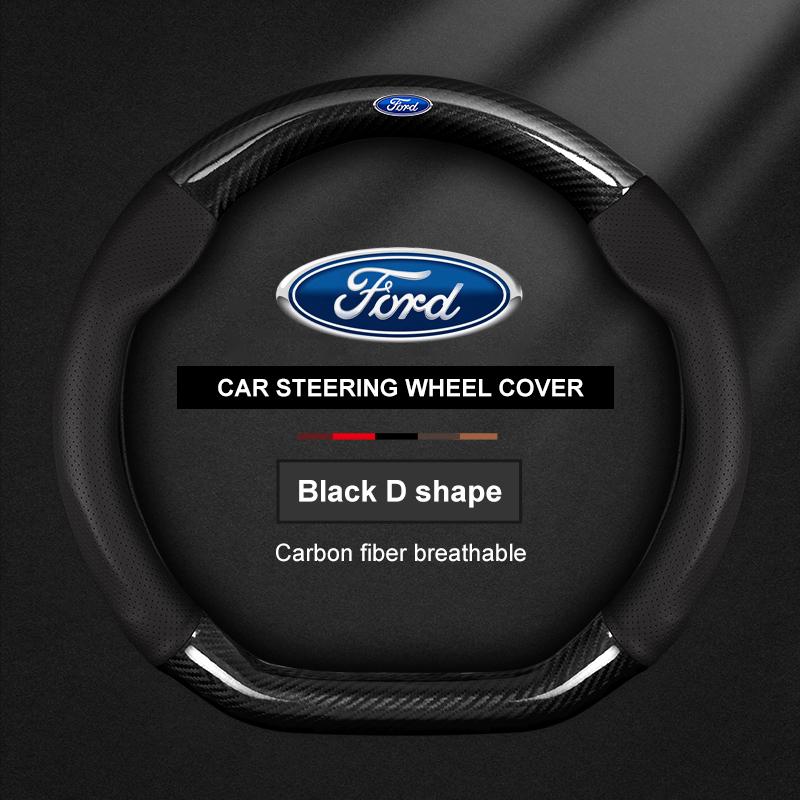 lcqg2 Car Carbon Fiber Ventilate Steering Wheel Cover Ford ST Mondeo F150 Fusion Mustang EXPLORER ESCAPE EDGE Fiesta Focus Kuga Ranger